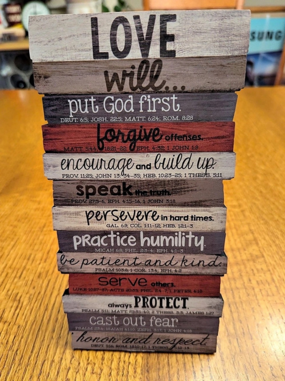 Love Will Put God First │ Rustic Stacked Pallet 5 x 10 Wood Plaque or Easel Back